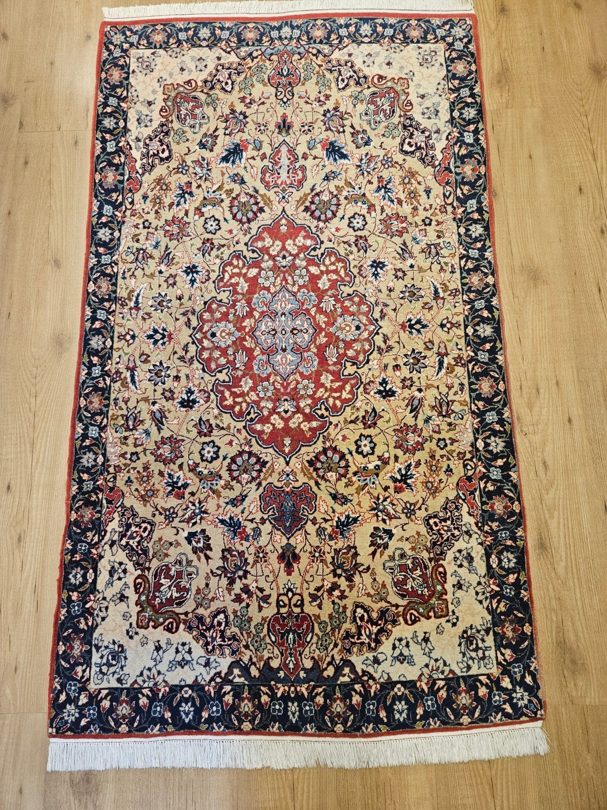 vintage handgeknoopt perzisch tapijt isfahan 175x100, Info@SlatsAntiek.nl, Tweedehands, 100 tot 150 cm, Perzisch