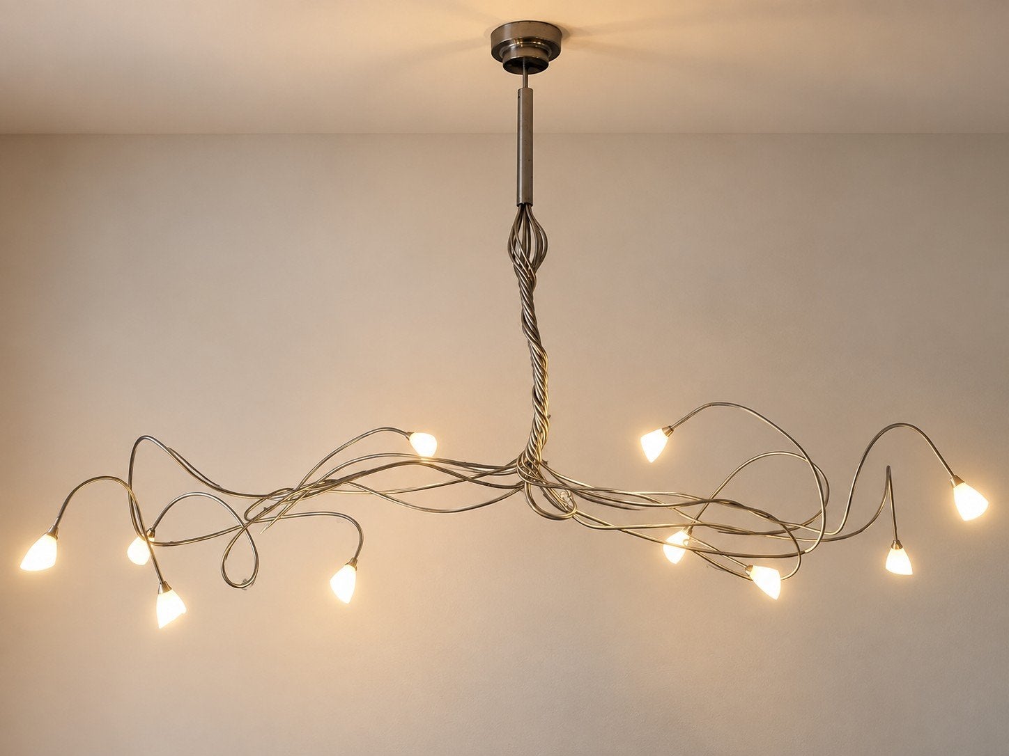 Copiny Design lamp kroonluchter Pola Twist spin 10 licht, Zilver, Hanglamp, Design, Dimbaar