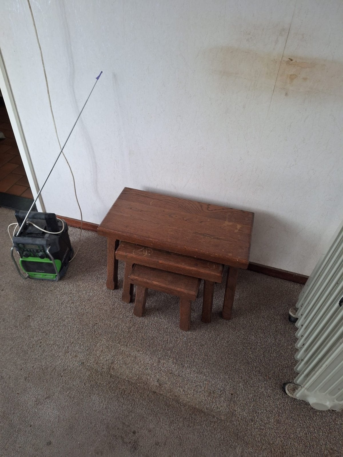 Set van 3 eiken bijzettafels, Ophalen, Minder dan 45 cm, Minder dan 55 cm, Gebruikt