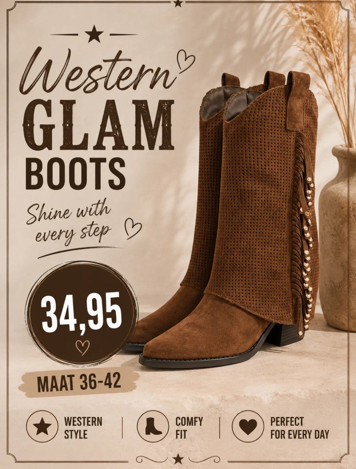 Western Glam Boots, Bruin, ., Nieuw, Ophalen of Verzenden