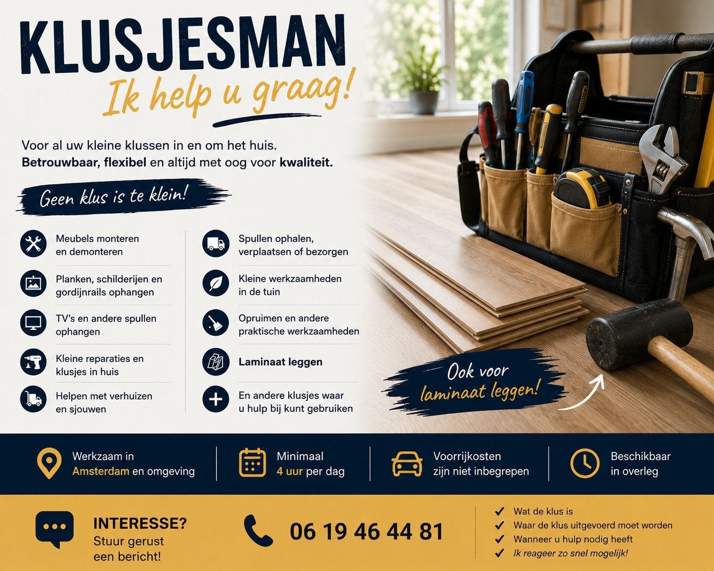 Klusjesman waar je van op aan kan!, 24-uursservice
