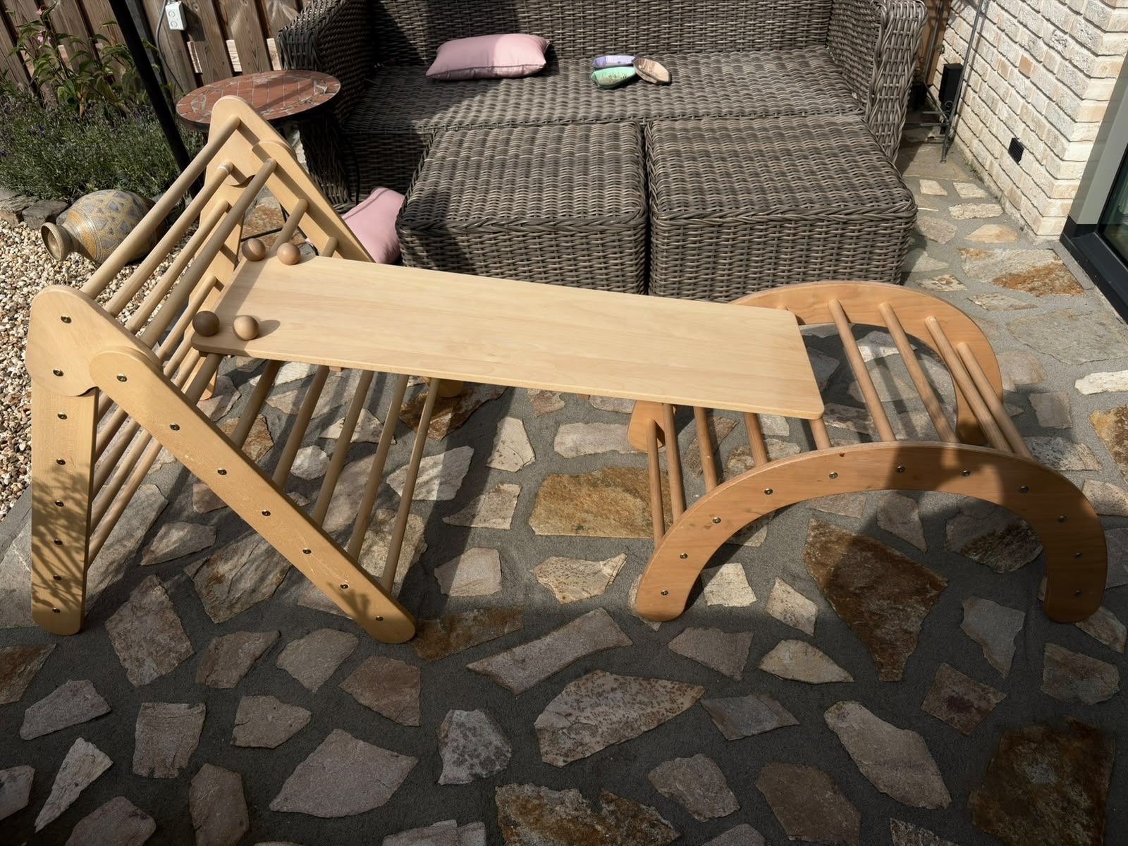 Klimrek hout driedelig met glijbaan, Kinderen en Baby's, Ophalen, Gebruikt, Klimwand