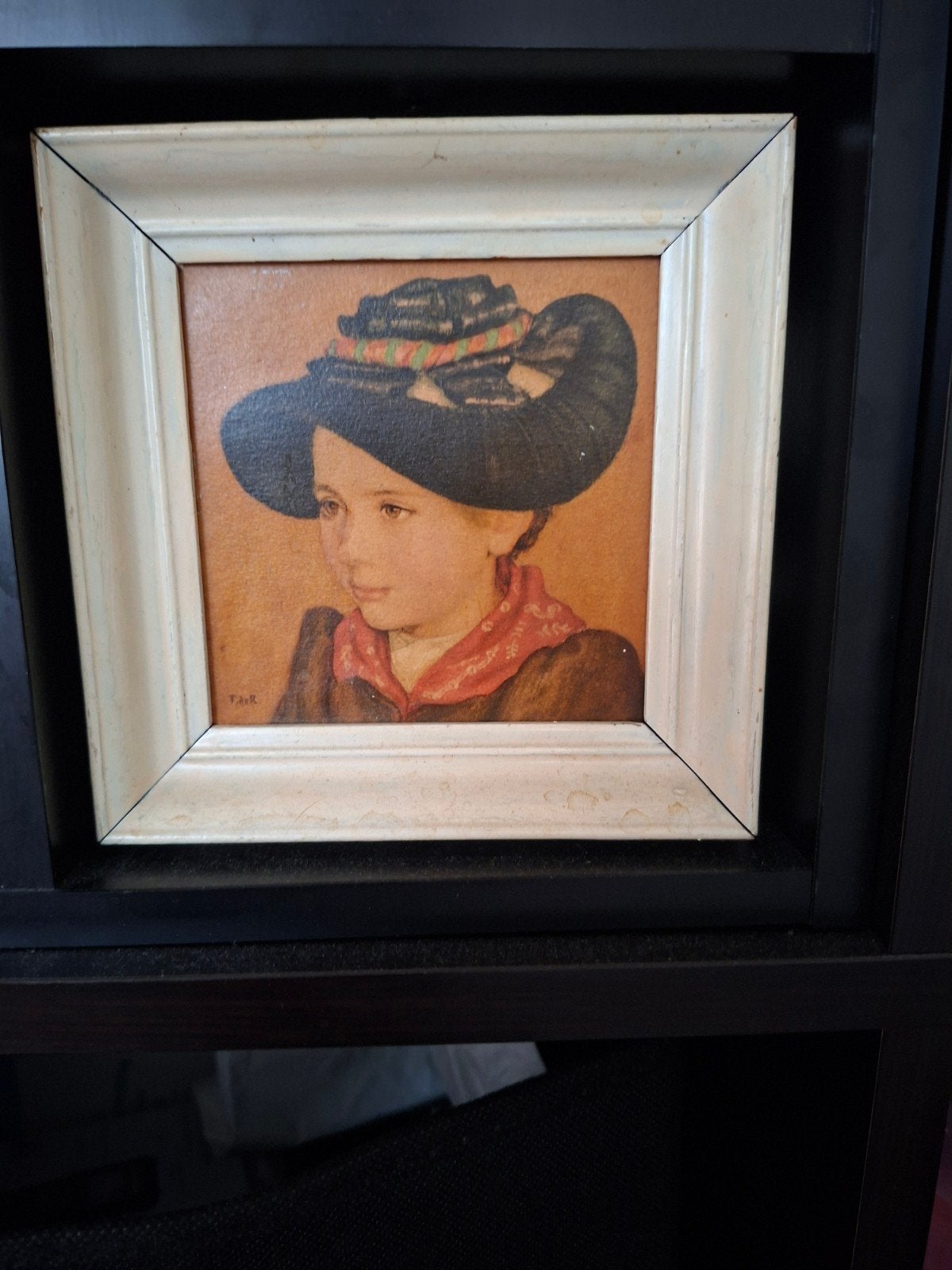 Portretje Zwitsers meisje kledendracht gesigneerd F. de R., Antiek en Kunst, Kunst | Schilderijen | Klassiek, Portret of Personen