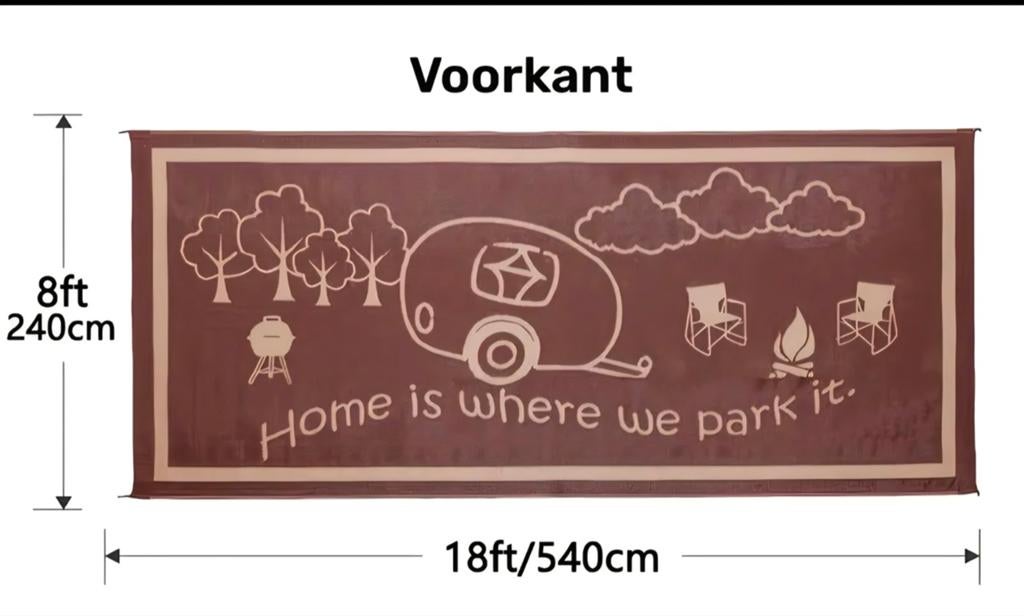 Nieuw campingkleed 240x540cm - Home is where we park it, Caravans en Kamperen, Ophalen, Nieuw