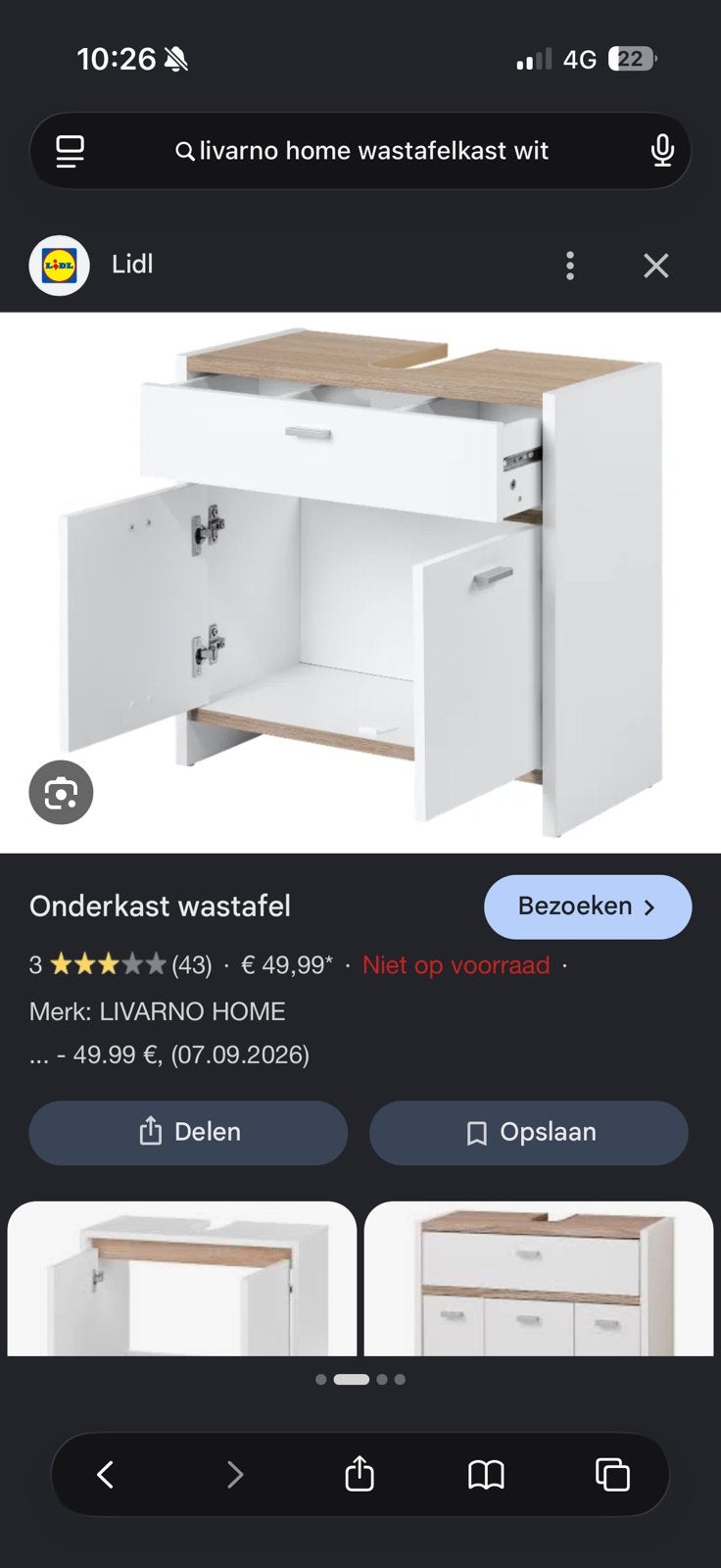 LIVARNO HOME wastafelonderkast – NIEUW IN DOOS, Huis en Inrichting, Ophalen, 50 tot 100 cm, Zo goed als nieuw, Minder dan 100 cm