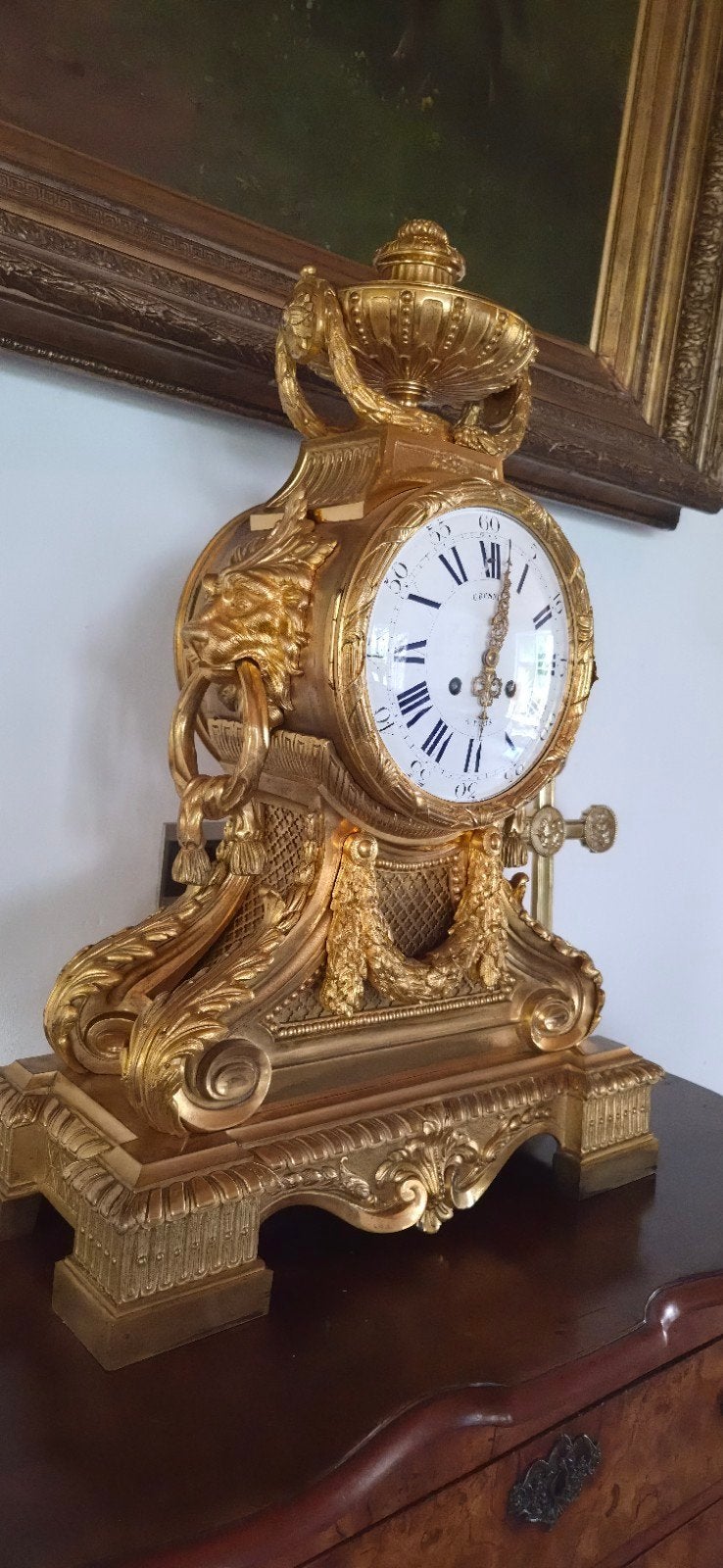 bronzen pendule klok 67cm hoog, Ophalen of Verzenden