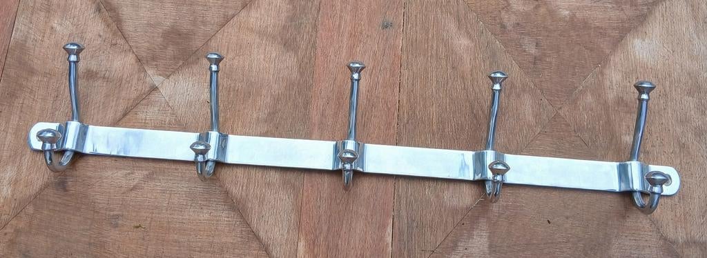 Vintage aluminium kapstok, wandkapstok 5 haken, Ophalen of Verzenden, Metaal, Wandkapstok, Minder dan 100 cm