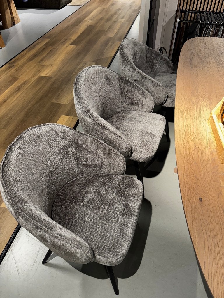 Grijze stoelen, set van 6, Huis en Inrichting, Stoelen, Ophalen, Nieuw, Stof, Grijs