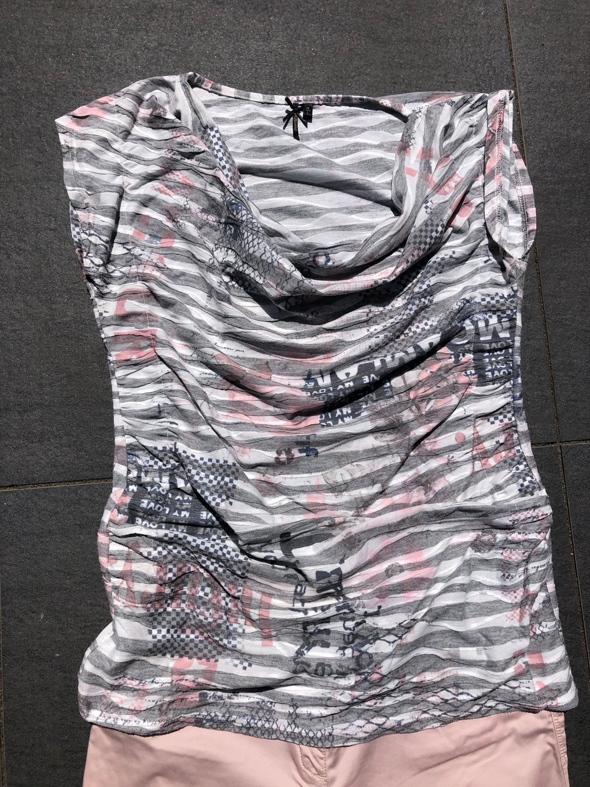 tshirt gestreept wit grijs Waterval hals maat L dreamstar, Maat 42/44 (L), Ophalen of Verzenden, Zo goed als nieuw, Korte mouw