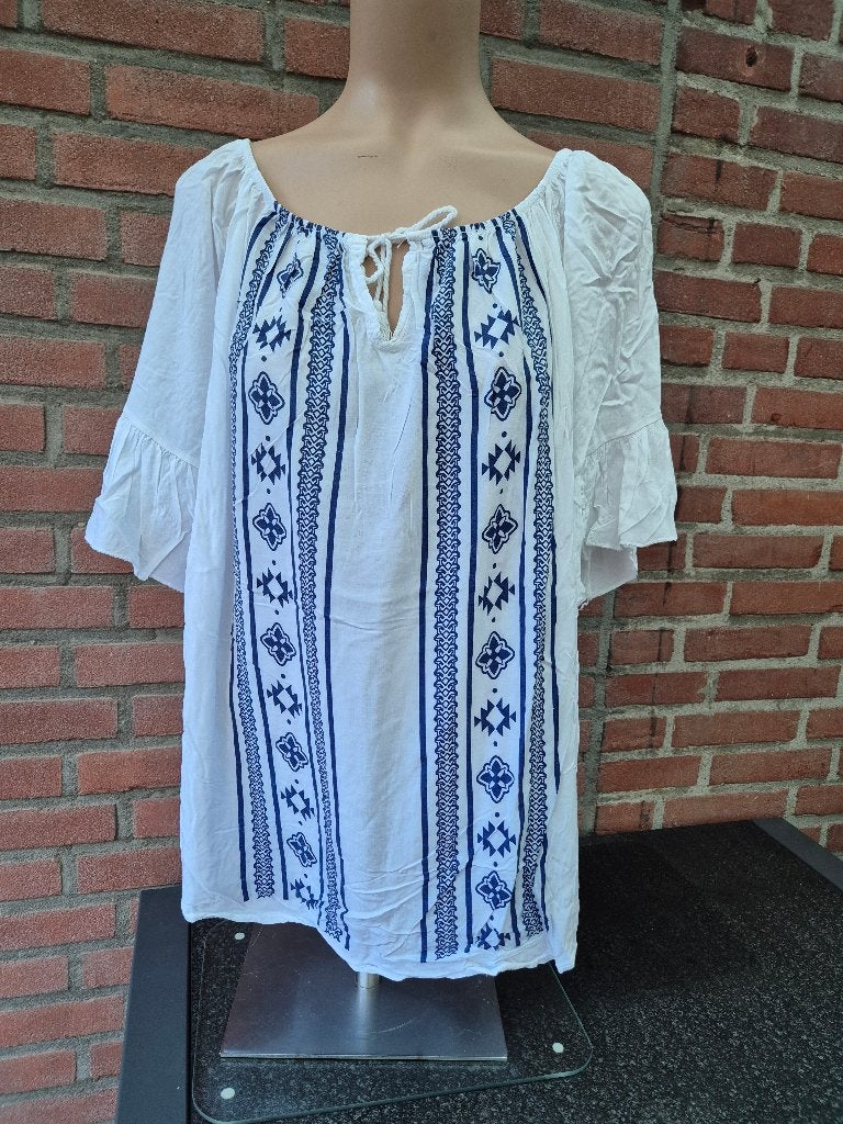 Envy witte top met blauwe print s/m, Ophalen of Verzenden, Nieuw, Maat 38/40 (M), Wit