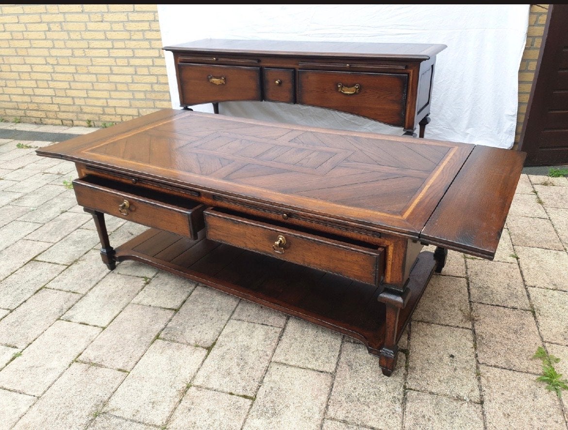 RAC Royal Antiek Eiken Salontafel met Lades, Antiek en Kunst, Ophalen