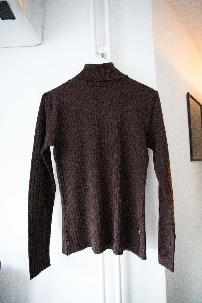 Bruine vintage coltrui ribstof Dept maat XL (valt als L), Bruin, Maat 42/44 (L), Ophalen of Verzenden, Gedragen