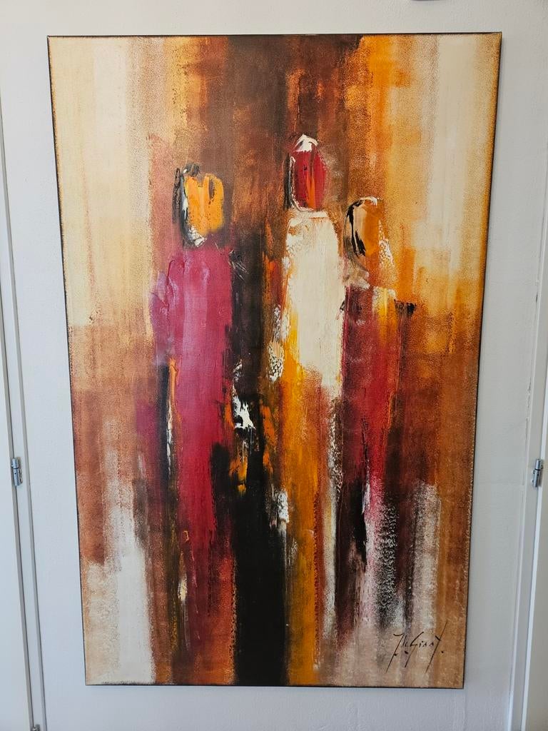 Abstract schilderij Jochem de Graaf - Drie figuren, Antiek en Kunst, Kunst | Schilderijen | Abstract, Ophalen