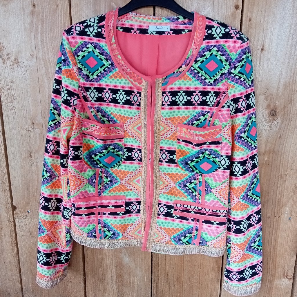 Miss Etam Ibiza Festival Aztec stijl jasje maat L/40, Miss Etam, Verzenden, Zo goed als nieuw, Maat 38/40 (M)