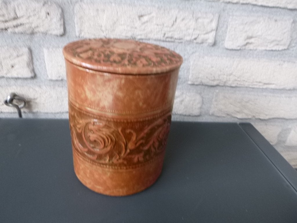 retro sigarendoos van leer, Ophalen of Verzenden, Huis en Inrichting