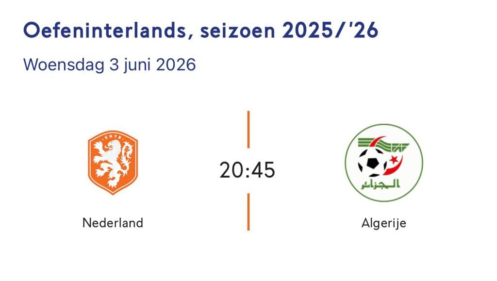 NEDERLAND VS ALGERIJNE VOETBALTICKETS 2p., Tickets en Kaartjes, Sport | Voetbal, Twee personen, September