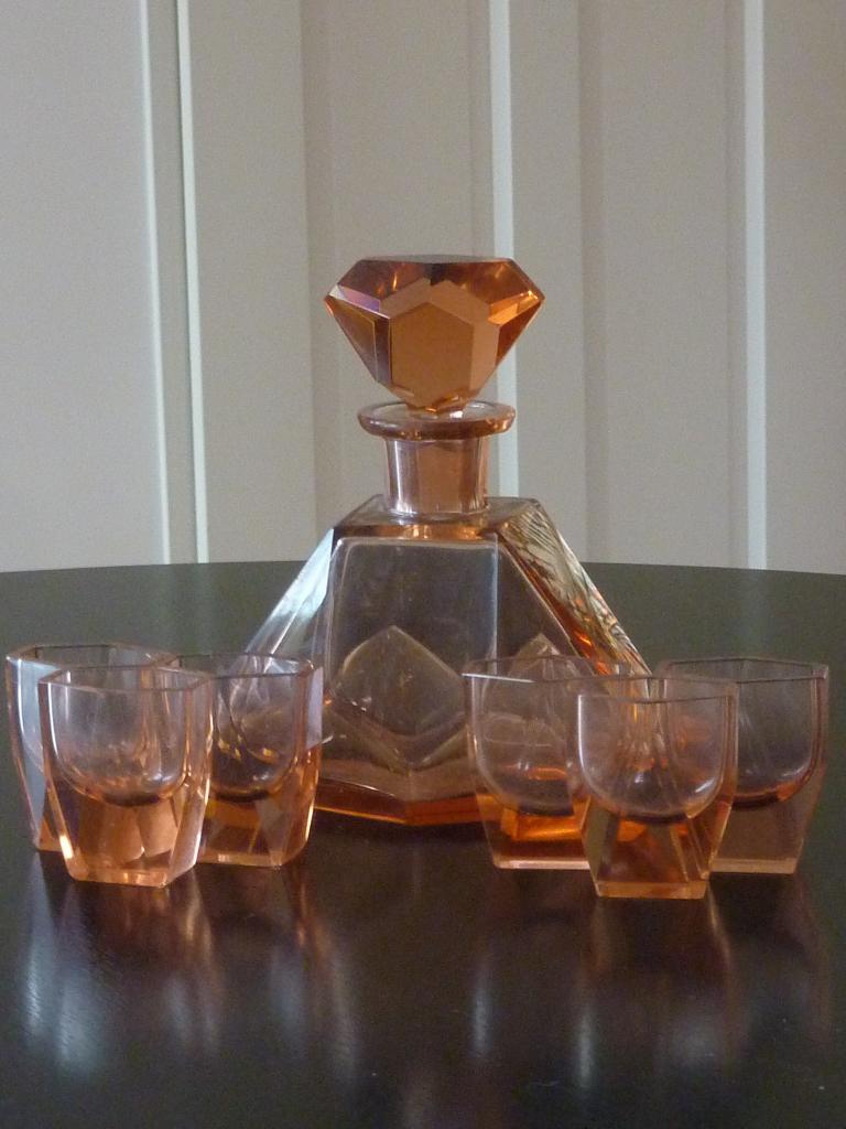 Art Deco likeurset, Jaren 30/40, Boheems glas, 1925, Ophalen of Verzenden