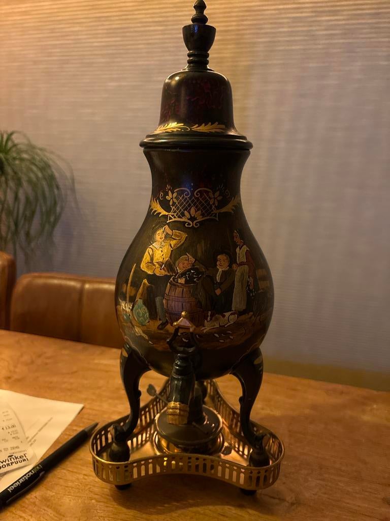 Antieke Samovar C. Kurze & Co. Holland, Edel tin, Ophalen, Koper