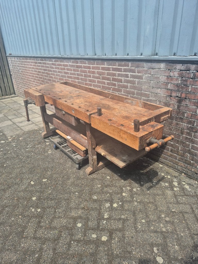 Antieke timmermanswerkbank / schrijnwerkerswerkbank 200 cm, Ophalen, Gebruikt, 170 cm of meer, Bankschroef