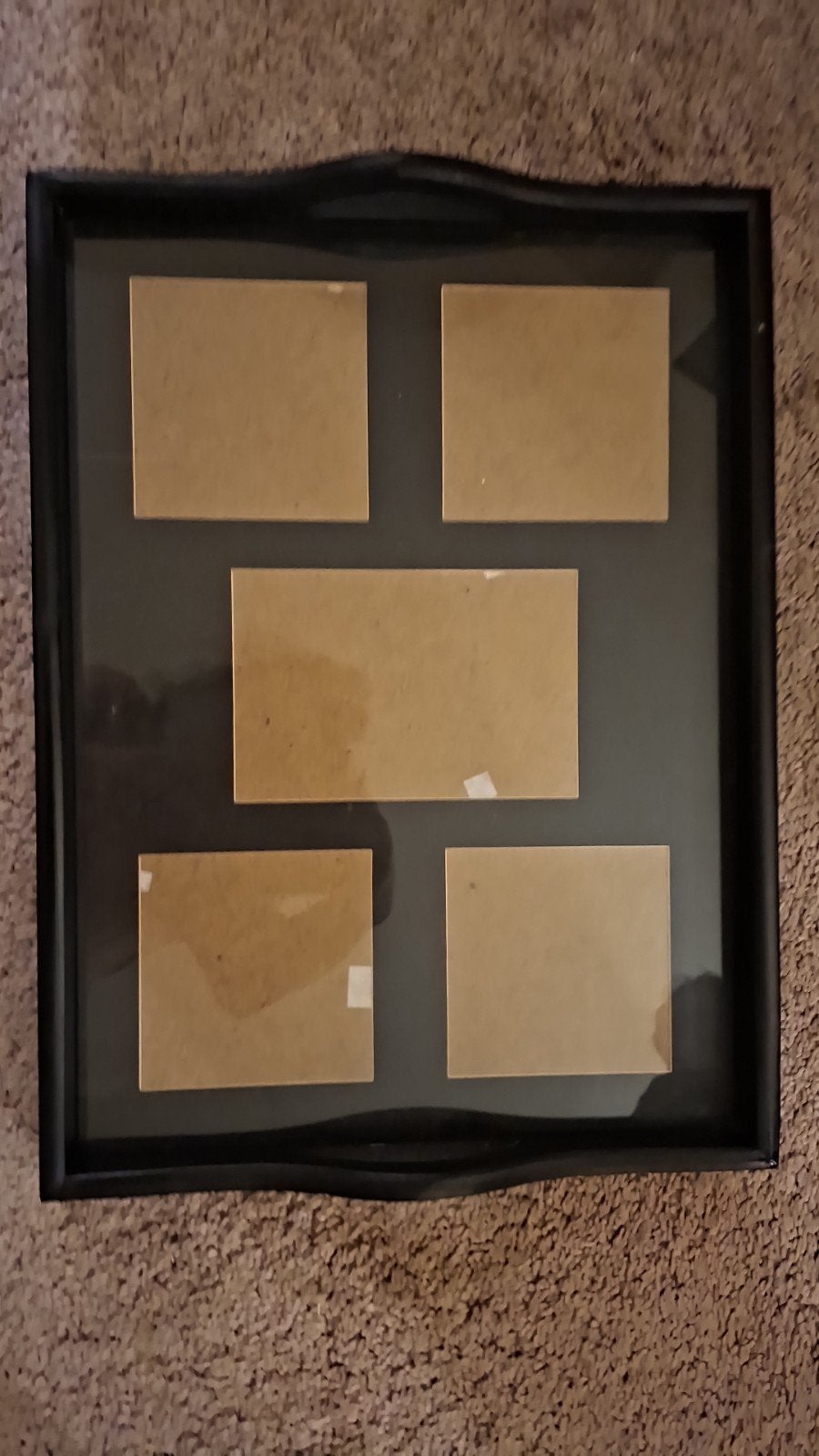 dienblad met 5 fotolijsten, Kunststof, Gebruikt, Met glas, Zwart