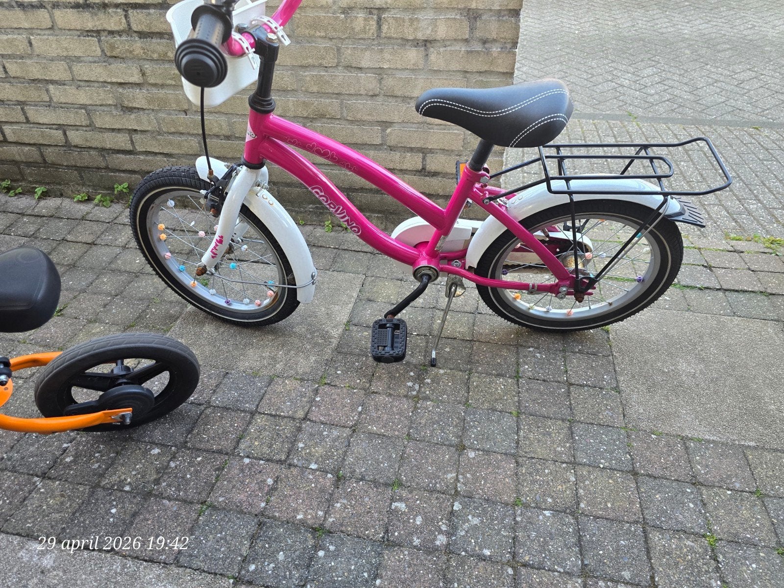 Meisjesfiets 4 t/m 7  jaar corvino zijwieltjes aanwezig 16, Ophalen of Verzenden, Gebruikt, Minder dan 16 inch