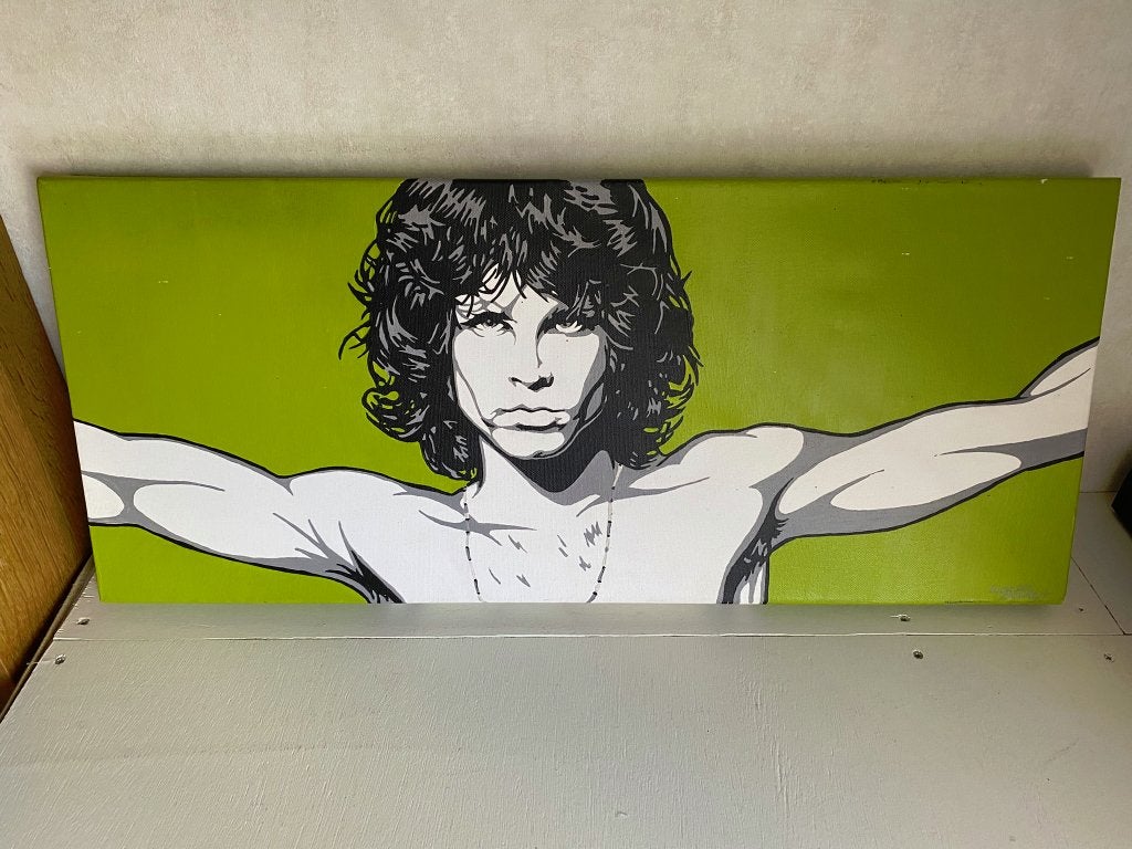 Jim Morrison - Pop-Art Schilderij op Canvas, Op houten frame, Ophalen of Verzenden, Muziek, Overige technieken