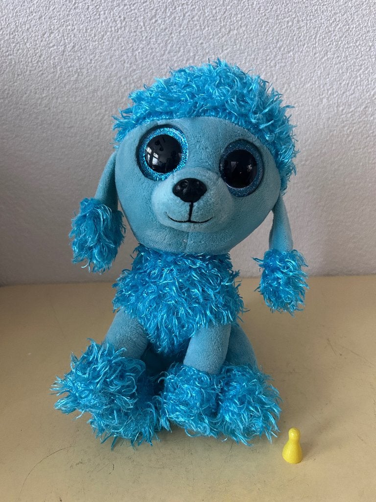 Ty Beanie Boos Mandy de blauwe poedel - Medium 24cm, Blauw, Zo goed als nieuw, Middelgroot (20 tot 80 cm), Wasbaar
