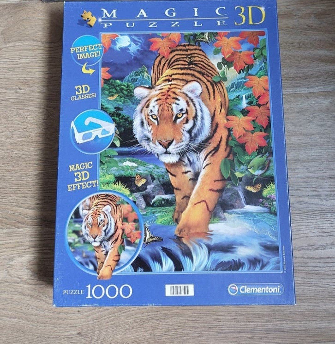 Clementoni Magic 3D Puzzel Tijger 1000 stukjes, Ophalen of Verzenden, 500 t/m 1500 stukjes, Gebruikt, Legpuzzel