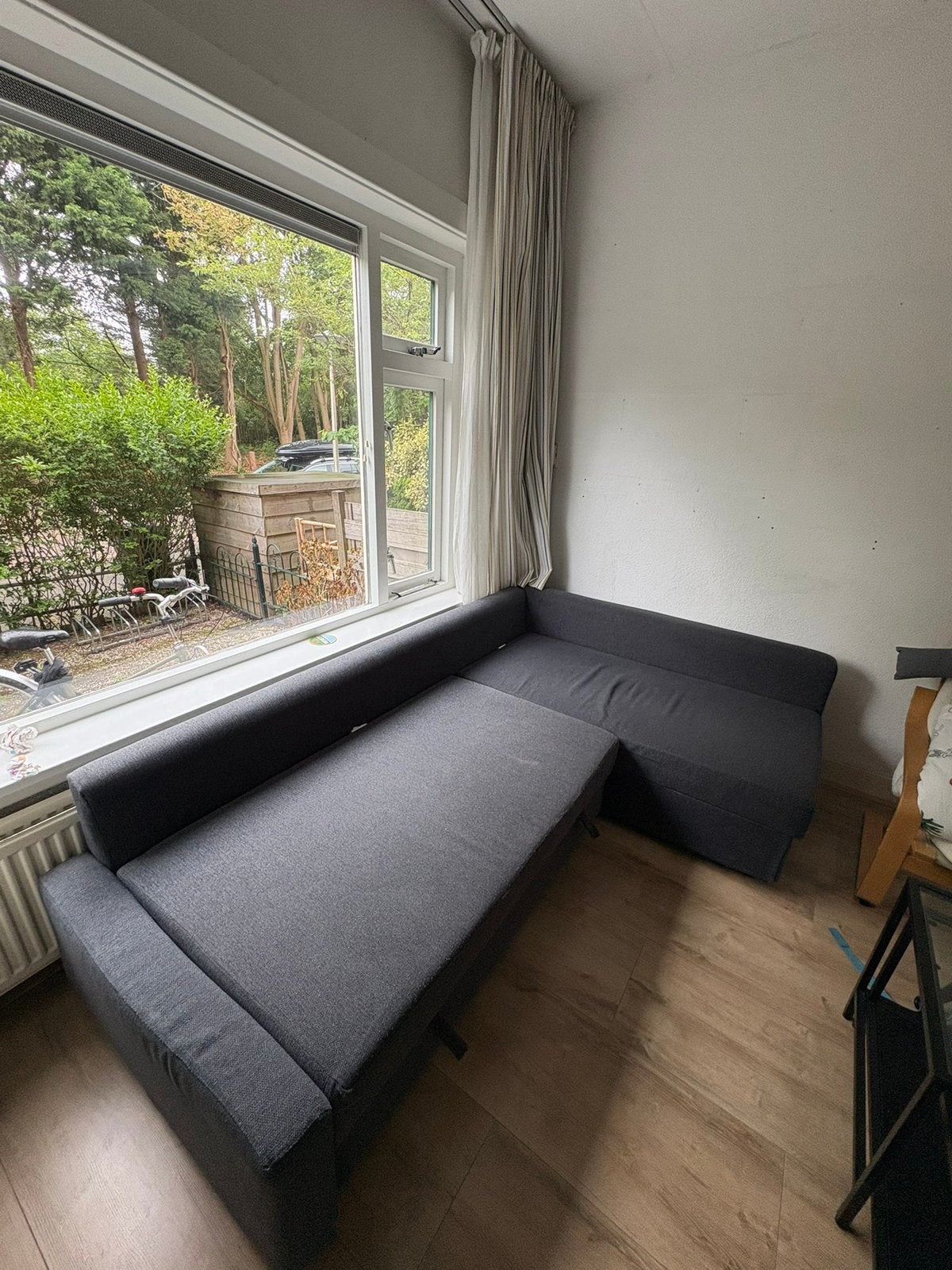 IKEA FRIHETEN corner sofa bed with storage – dark grey, Ophalen, Tweepersoons, 140 cm, Zo goed als nieuw