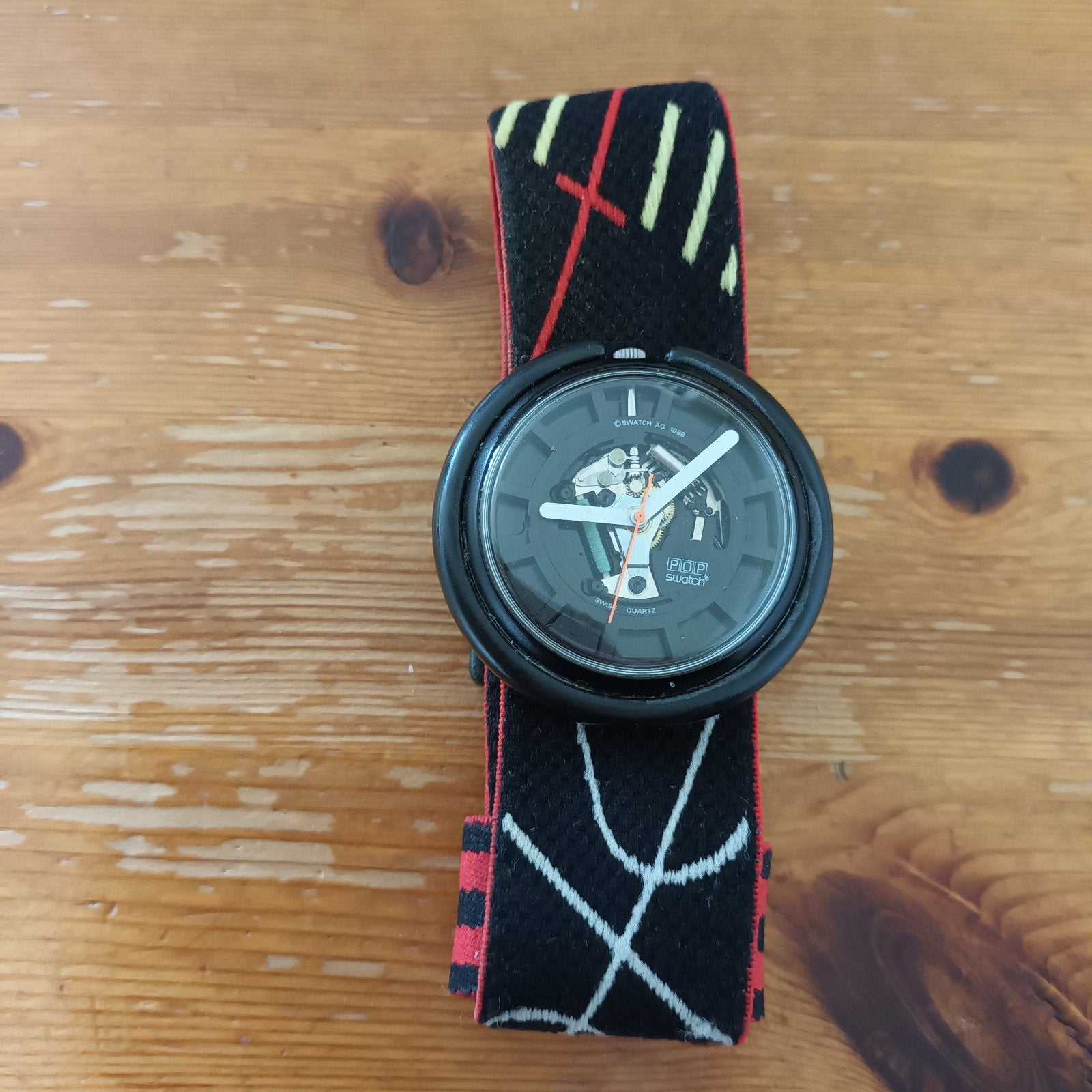 Vintage Pop Swatch BB108 'Red Lights' horloge, Ophalen of Verzenden, Gebruikt, Overige merken