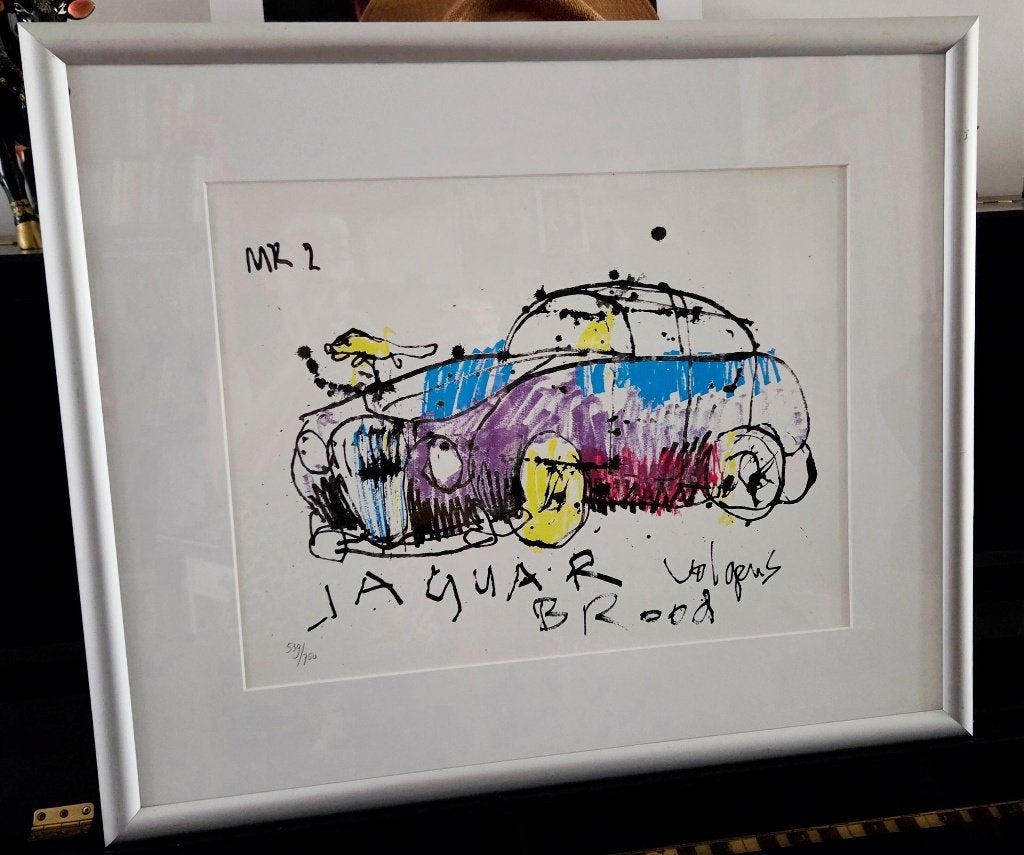 Herman Brood Zeefdruk 'Jaguar' in Lijst - Origineel, Ingelijst, Ophalen of Verzenden, Overige onderwerpen, Zeefdruk