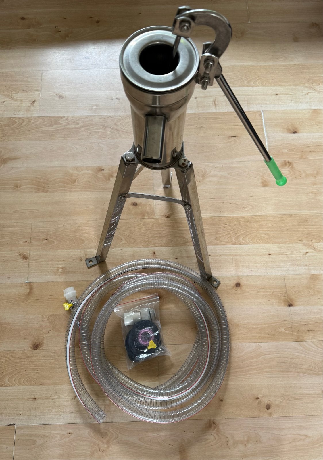 Zwengel/waterpomp RVS compleet met slang, standaard en acc., Tuin en Terras, Ophalen of Verzenden, Zo goed als nieuw, Handmatig