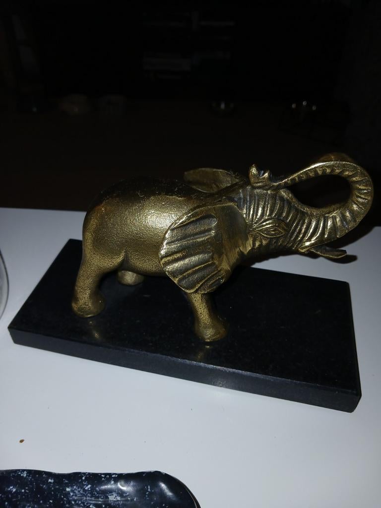 Bronzen olifant op marmeren voet, Antiek en Kunst, Ophalen of Verzenden