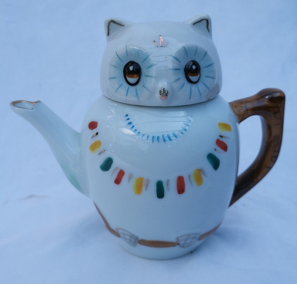 Vintage Chinese Uil Theepot charme wijsheid geluk symbol, Ophalen of Verzenden