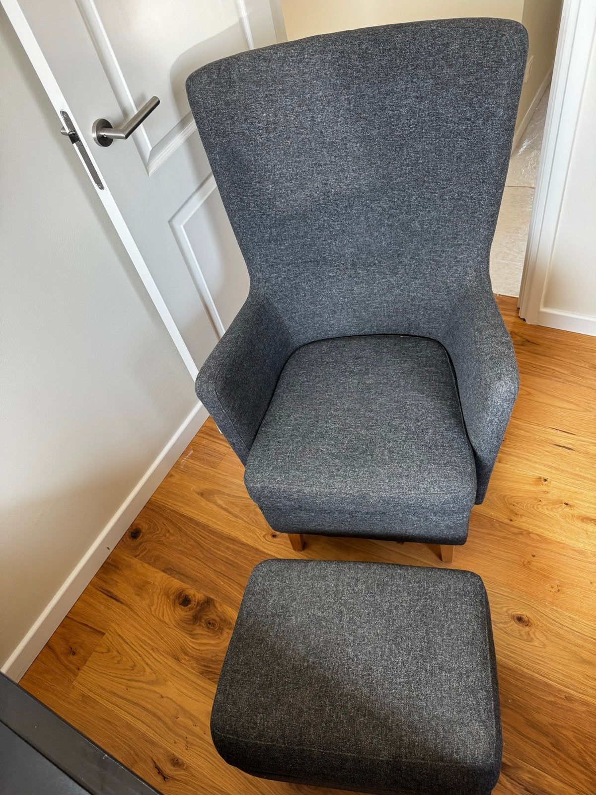 IKEA OMTÄNKSAM fauteuil met voetenbank, Ophalen, Gebruikt, 75 tot 100 cm, Stof