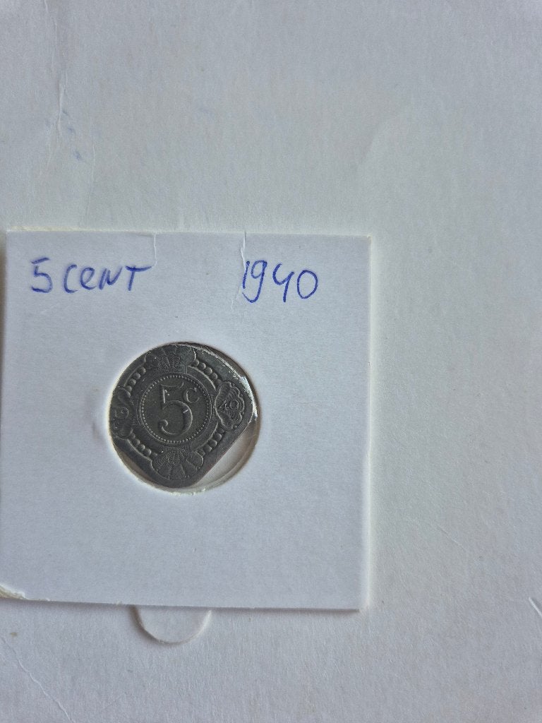 Munt vierkante stuiver 1940, Ophalen of Verzenden, Koningin Wilhelmina, 5 cent, Losse munt