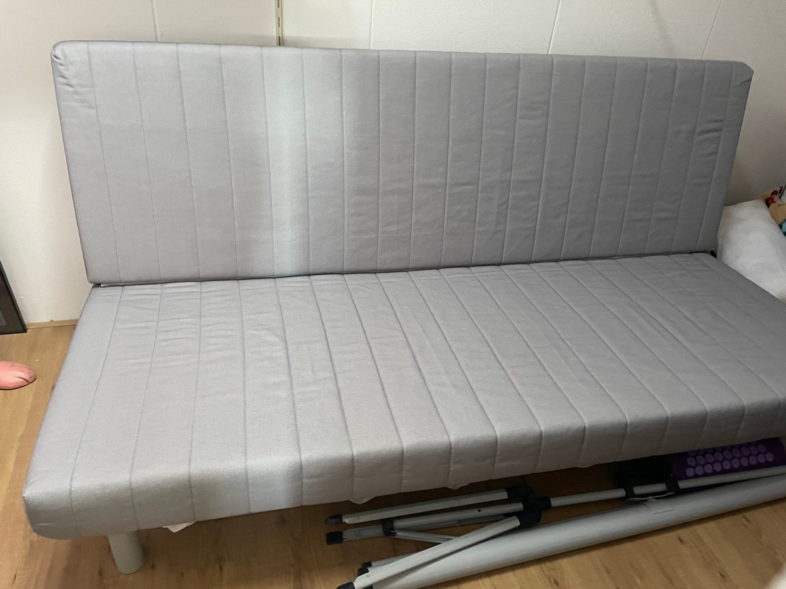 Ikea Nyhamn slaapbank met extra hoes en opbergbak, Ophalen, 100 cm, Tweepersoons, Zo goed als nieuw