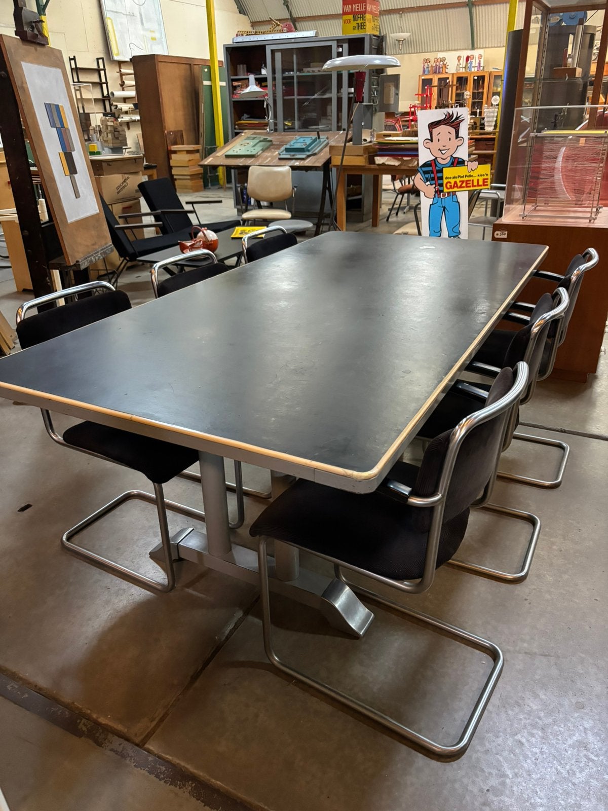 Vintage Gispen Tenentafel, Ophalen, Gebruikt, 200 cm of meer, 50 tot 100 cm