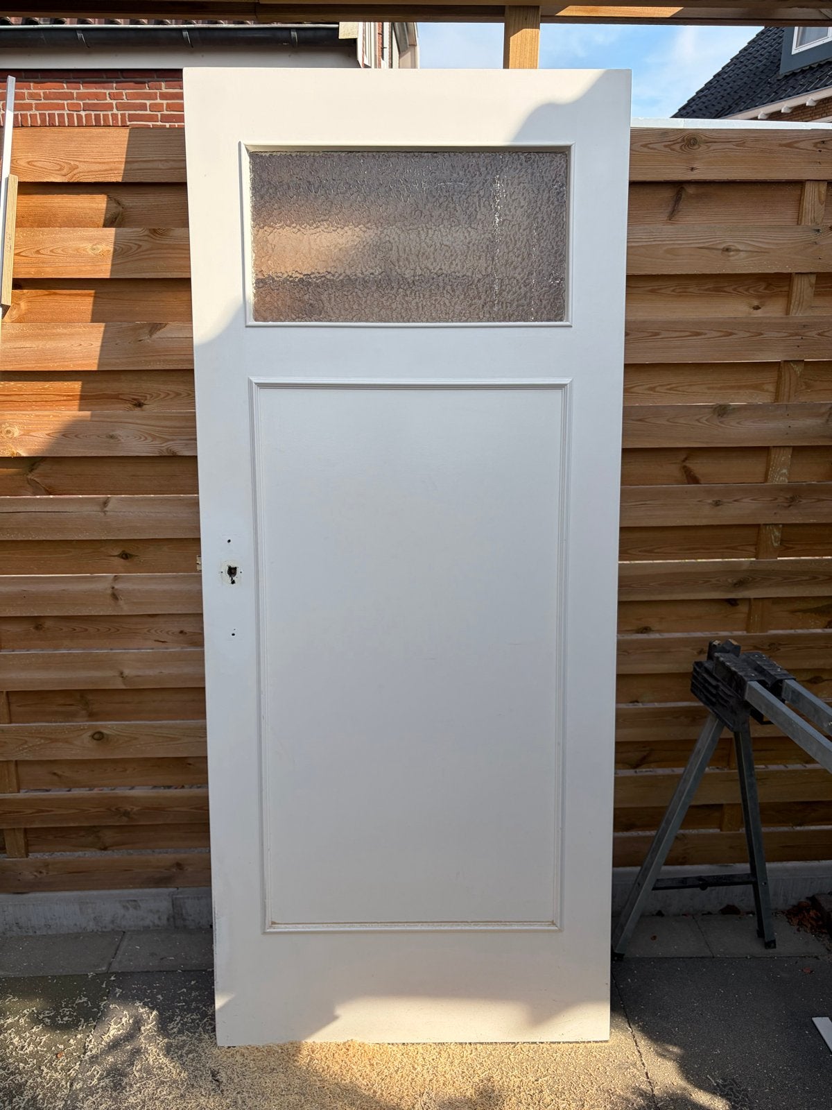 Witte binnendeur met glas - Gebruikt - stomp 201,5x3,5x86,4, Ophalen, Gebruikt, 80 tot 100 cm, Binnendeur