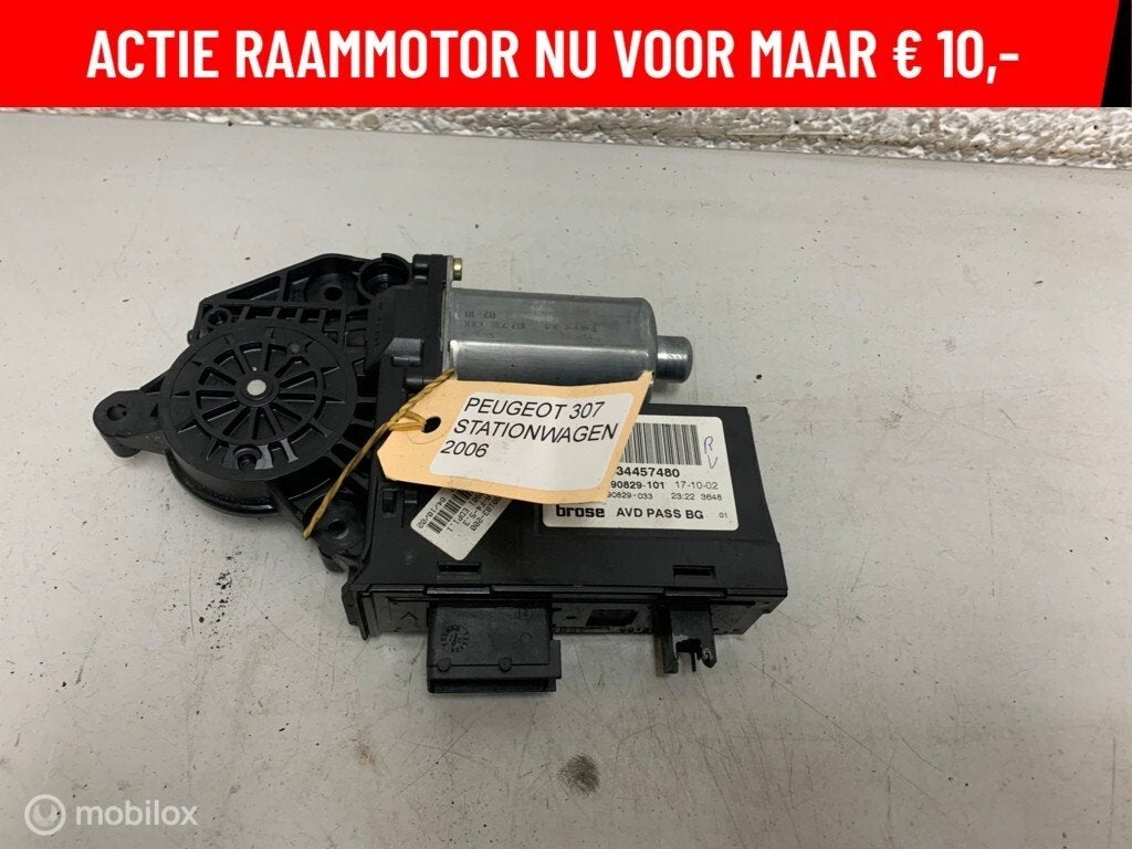 Raammotor rechtsvoor Peugeot 307 SW ('02-'08) 9634457480, Gebruikt, Ophalen of Verzenden, Peugeot