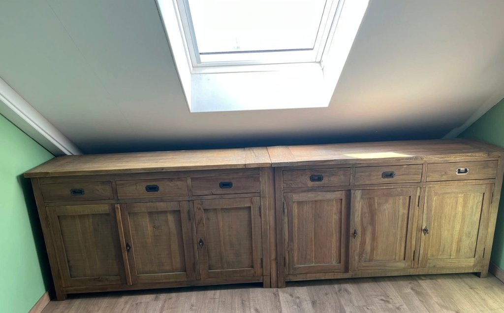 Teakhouten dressoir, Ophalen, 100 tot 150 cm, Teakhout, 50 tot 75 cm