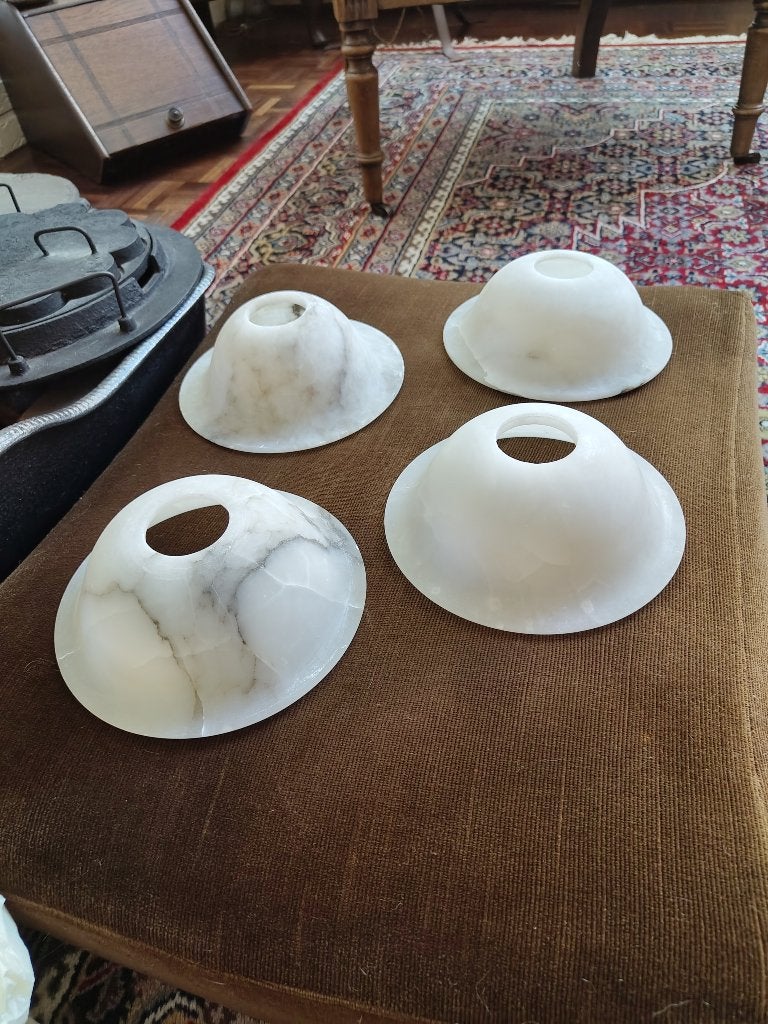 4 spekstenen lampenkappen, Wit, Rond, Ophalen of Verzenden, Zo goed als nieuw