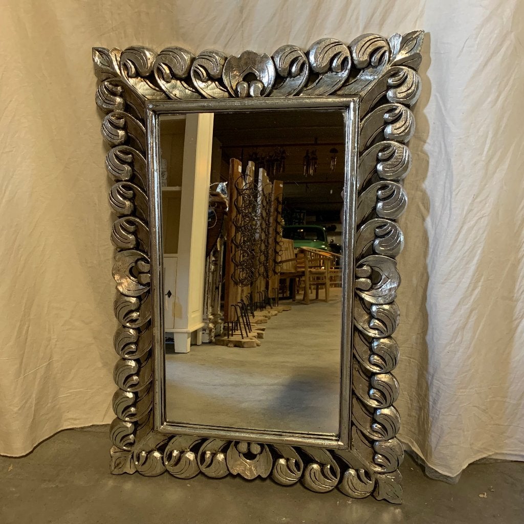 barok spiegel zilver met lijst 100 x 70 cm - Gratis bezorgd