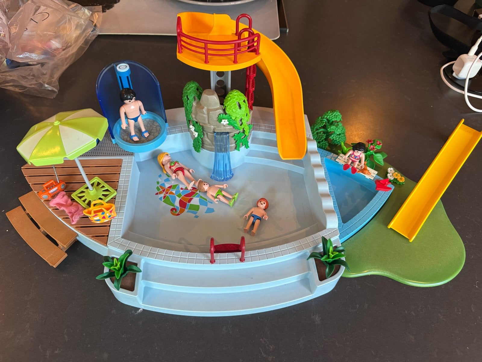 Playmobil 4858 - Openlucht zwembad met glijbanen, Gebruikt, Complete set, Overige typen, Ophalen of Verzenden