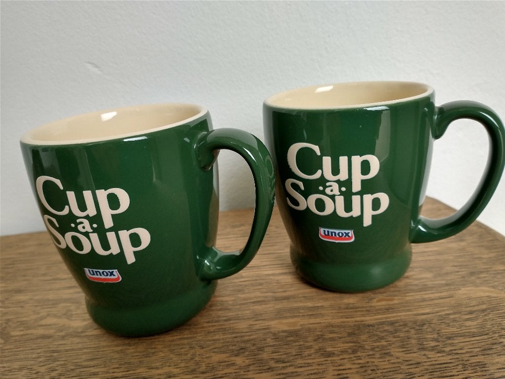 2 Vintage Groene Unox Cup-a-Soup Bekers NIEUW, Overige typen, Nieuw, Ophalen of Verzenden, Overige stijlen