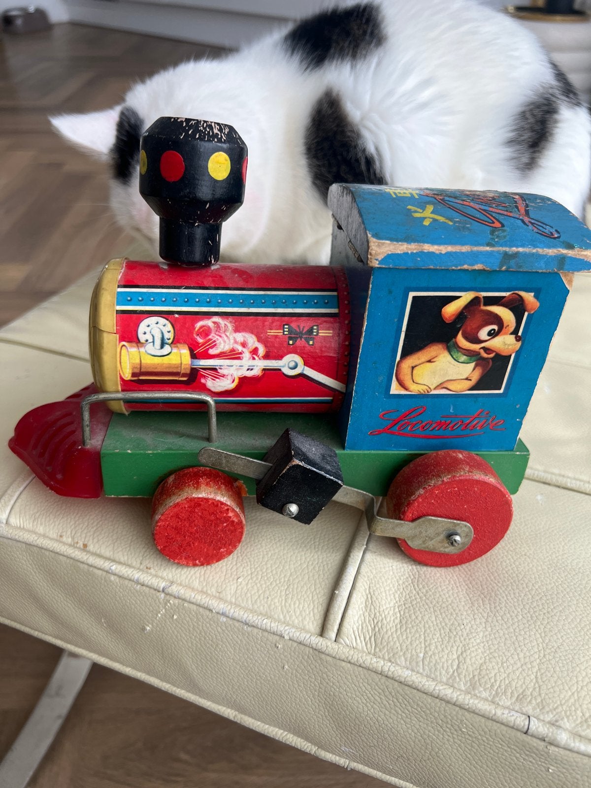 Vintage Houten Speelgoed Trein - Locomotief met Dieren, Ophalen of Verzenden