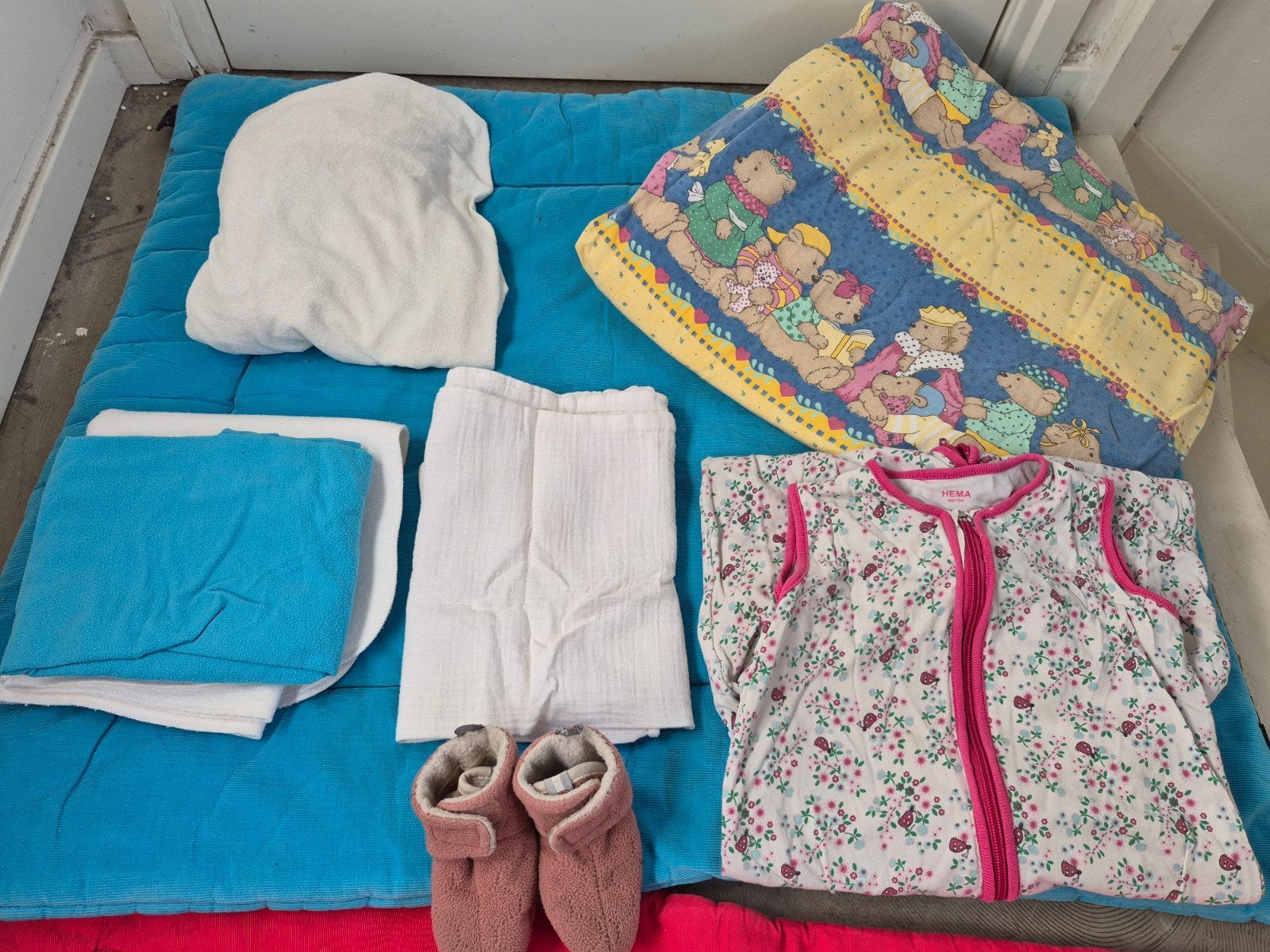 Klein beddengoed pakket met Hema slaapzak en meer, Ophalen, Gebruikt, Eenpersoons, Dekbedovertrek
