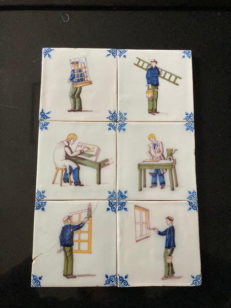 MAKKUM | Tichelaar | 6 tegel 13 x 13 cm | gemerkt + ossenkop, Ophalen of Verzenden