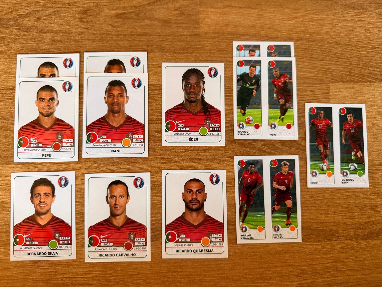 Panini UEFA Euro 2016 Portugal stickers (Pepe, Nani, Éder), Ophalen of Verzenden, Gebruikt, Sport