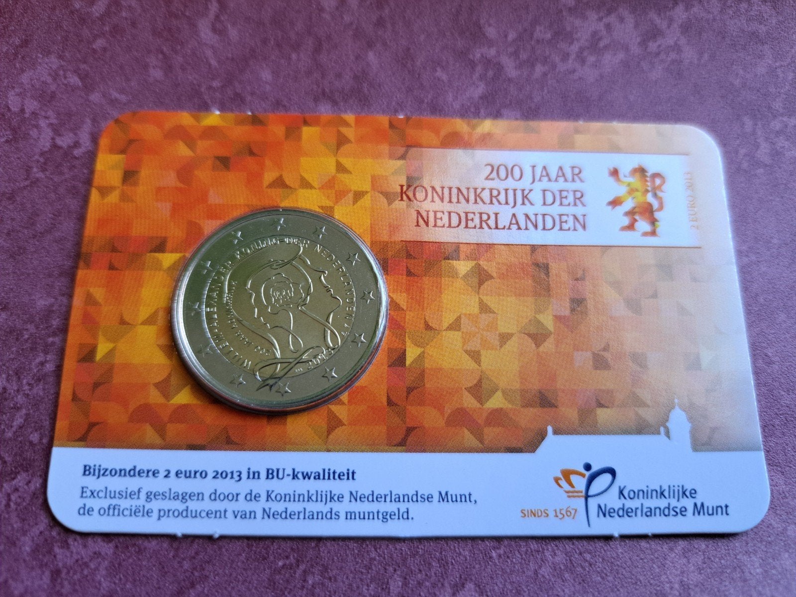 2 euro coincard 200 jaar Koninkrijk der Nederlanden 2013, Postzegels en Munten, Ophalen of Verzenden, Koningin Beatrix, Euro's